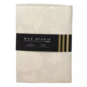 MAX STUDIO 60" x 118" Shimmer Harvest Pumpkin Thanksgiving Tablecloth Champagne